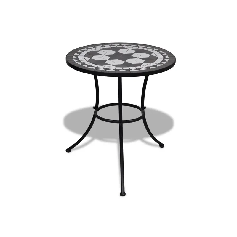 Masa cu blat mozaic 60 cm Alb/Negru Ofertă specială