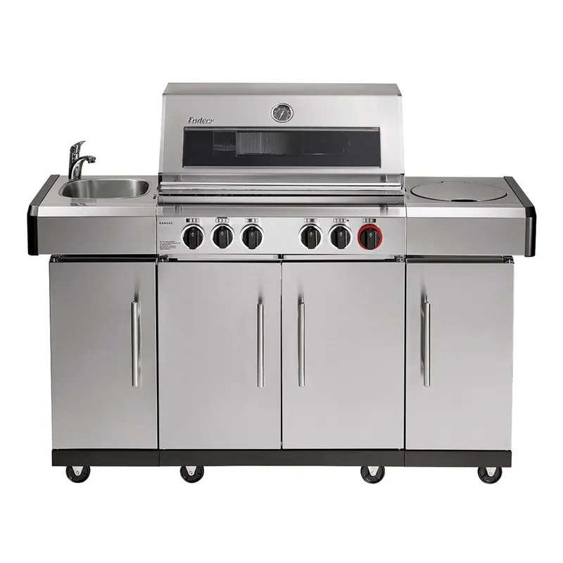 Bucatarie pe gaz, 4 arzatoare inox, arzator infrarosu, grile fonta, Enders Kansas Pro 4 SIK Profi Turbo 8708 Preferatul clienților