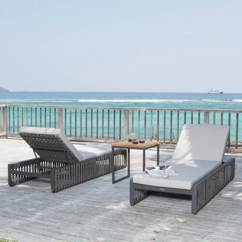 Reduceri Set sezlonguri metalice, Skyline Horizon Lounger, terasa si gradina, 2 sezlonguri si masuta