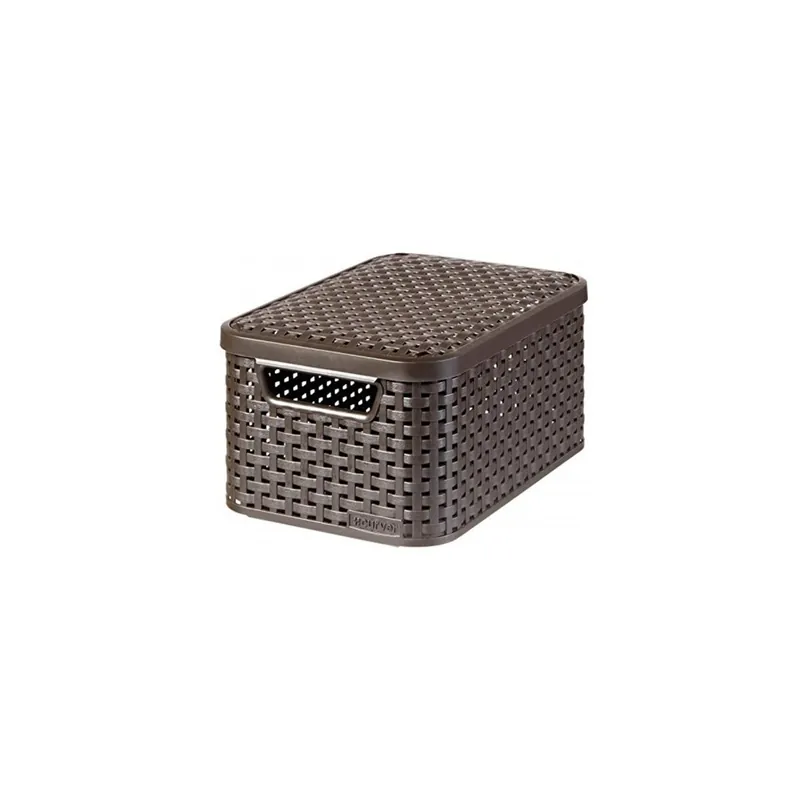 Cumpără online Cutie depozitare cu manere si capac 7L (S), design rattan maro