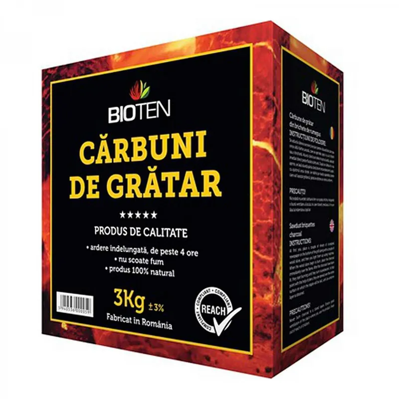 Carbune de gratar 3 kg brichete din rumegus Bioten Popular