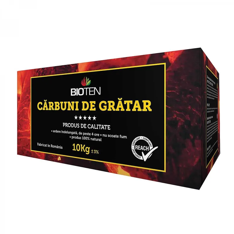 Carbune de gratar 10 kg brichete din rumegus Bioten Preț promoțional