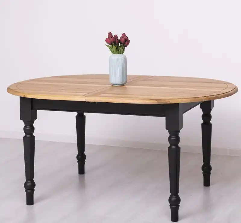 Ofertă Masa ovala extensibila 160/200 blat stejar - Culoare Top_P061 - Culoare Corp_P003 - DUBLU COLOR