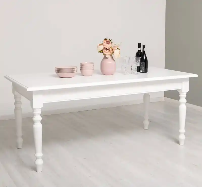 Masa de sufragerie cu picioare strunjite, 180x90, din stejar - Culoare_P004 - VOPSIT Ofertă specială