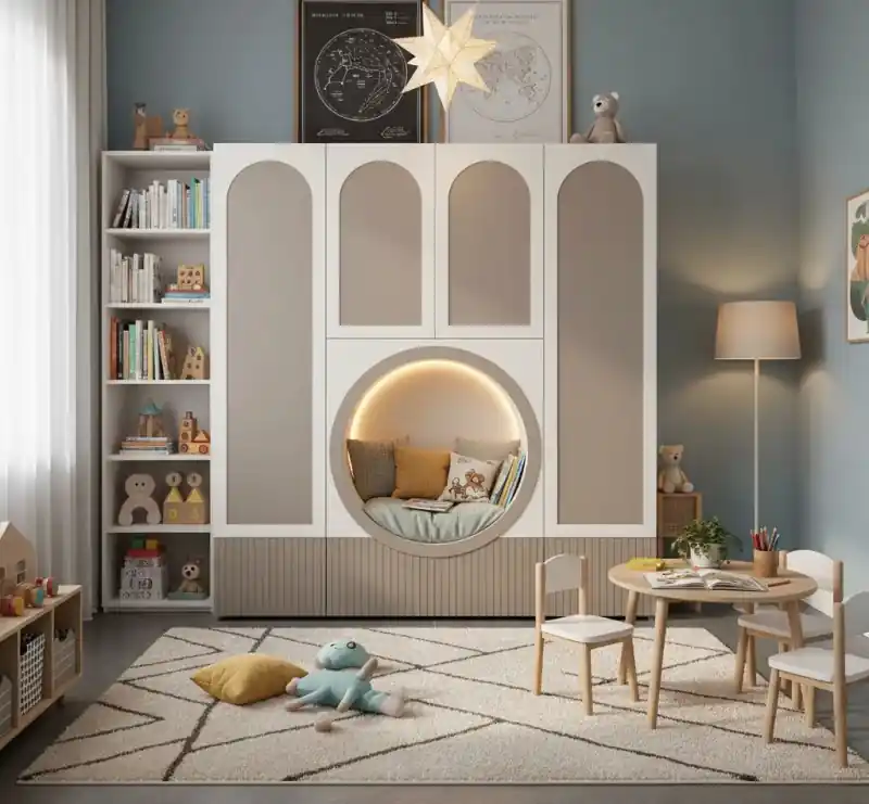Noutate Biblioteca moderna cu nisa circulara pentru citit